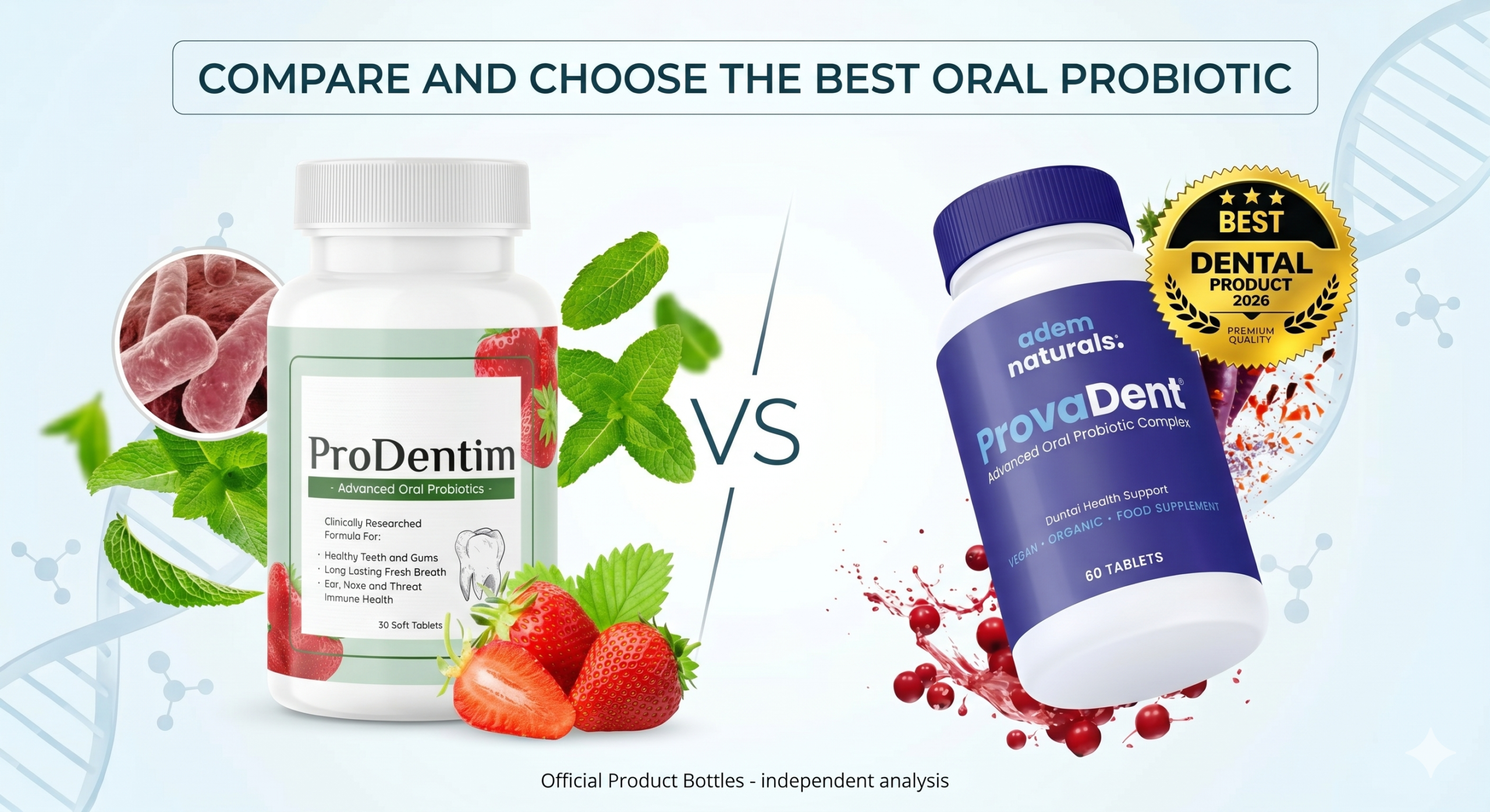 ProDentim versus ProvaDent oral probiotics product comparison for dental health
