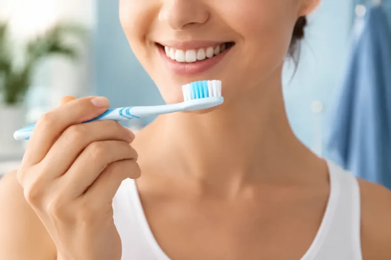 Why do my gums bleed when I brush my teeth - woman using soft-bristled toothbrush